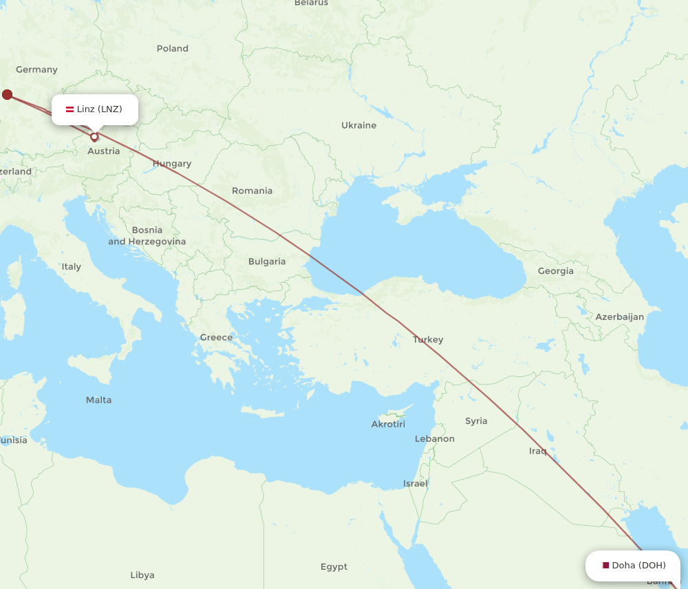 DOH-LNZ flight routes