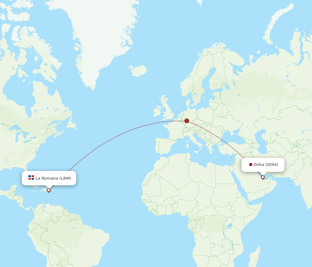DOH-LRM flight routes