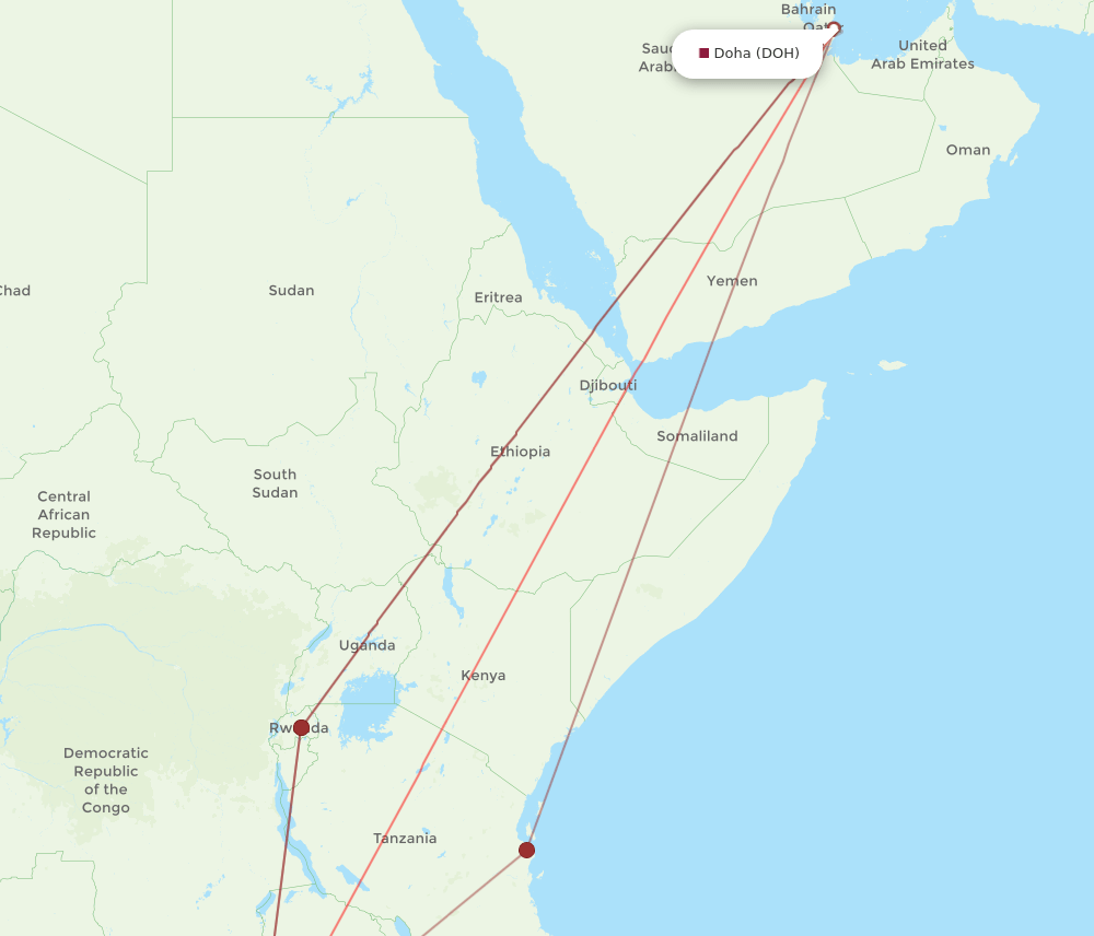 DOH-LUN flight routes