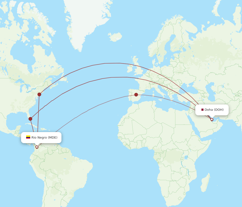 DOH-MDE flight routes