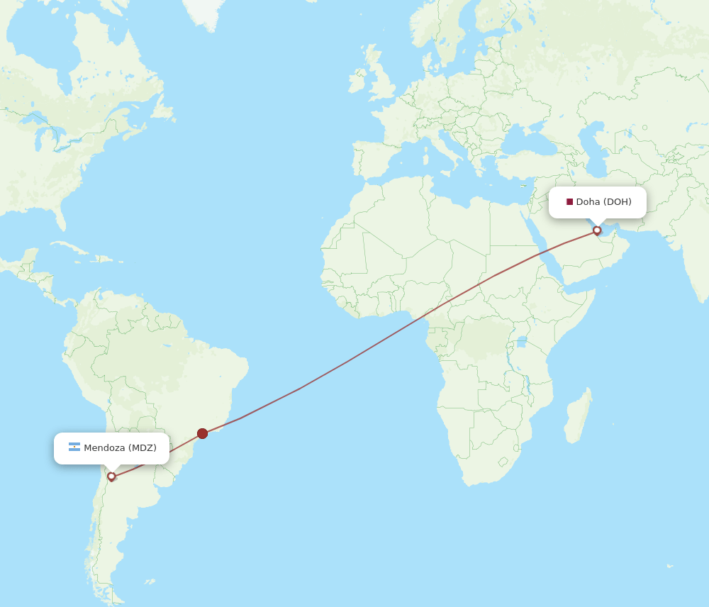 DOH to MDZ flights and routes map