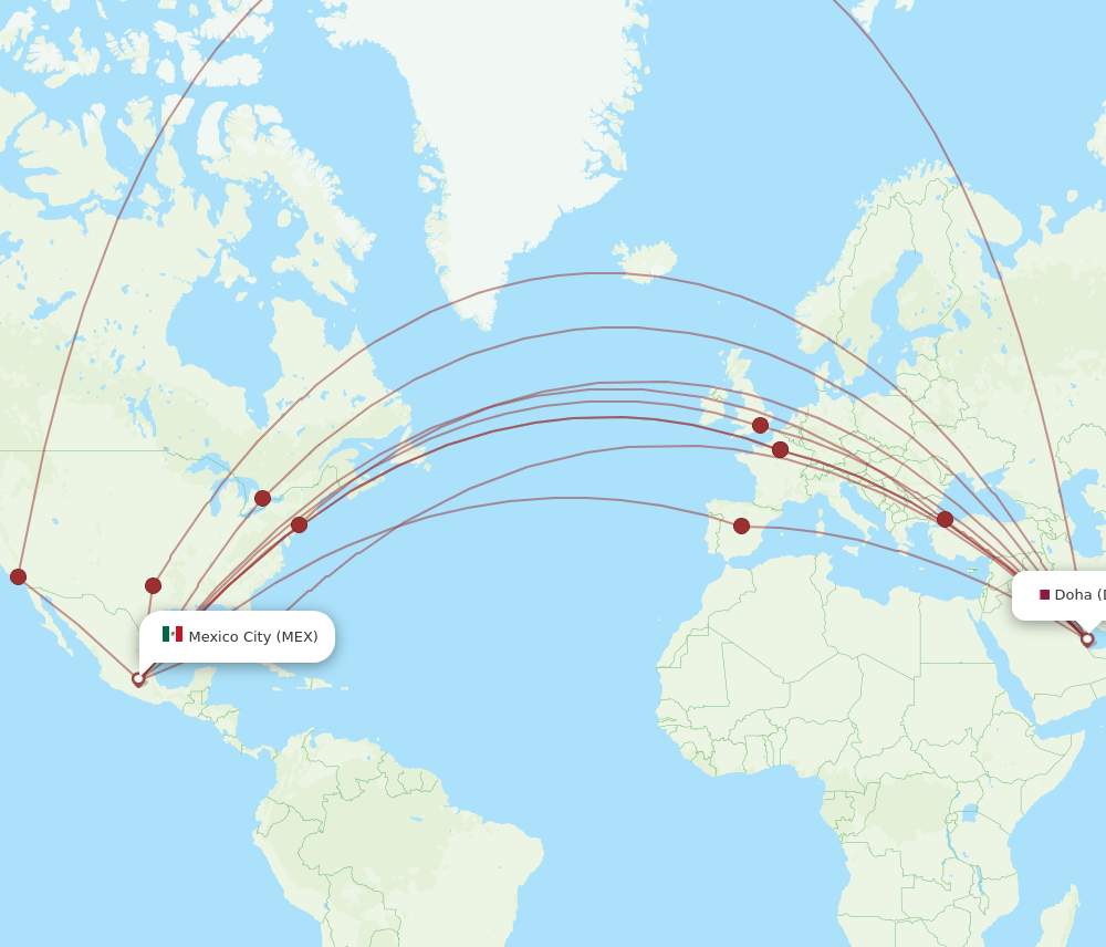 DOH-MEX flight routes
