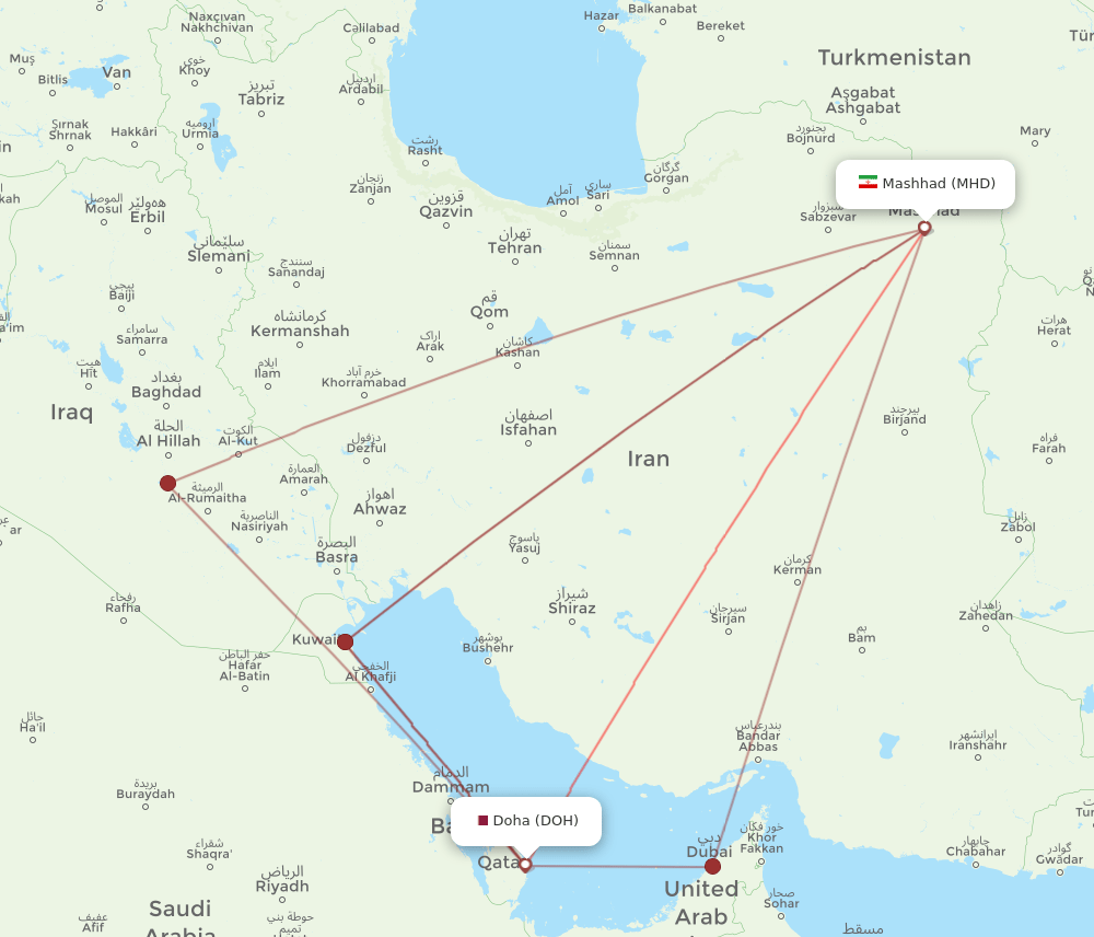DOH-MHD flight routes