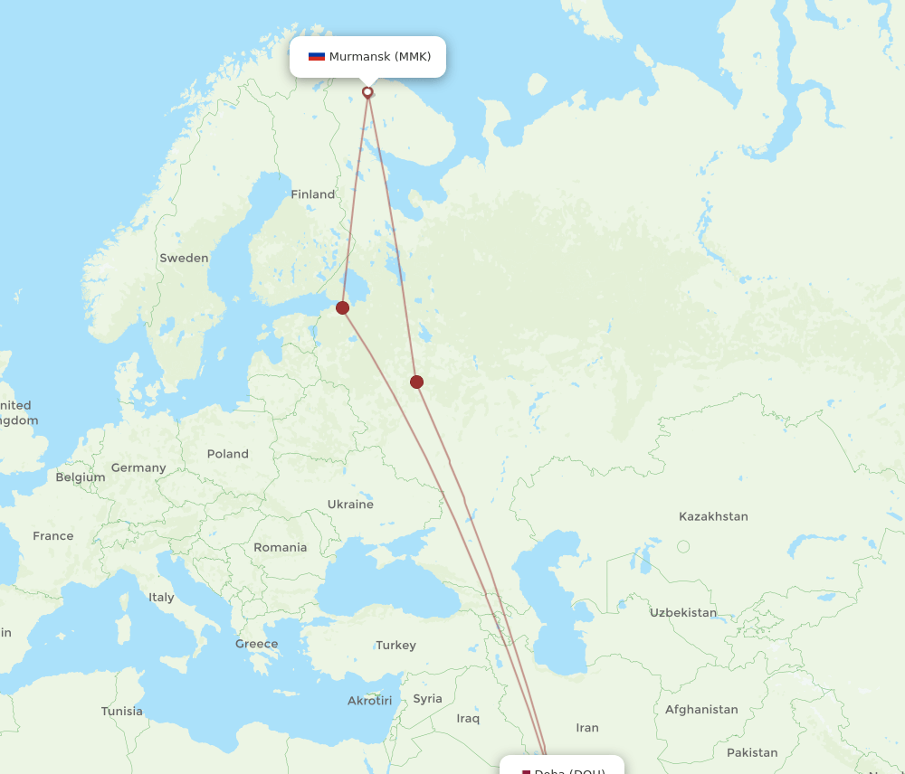 DOH-MMK flight routes