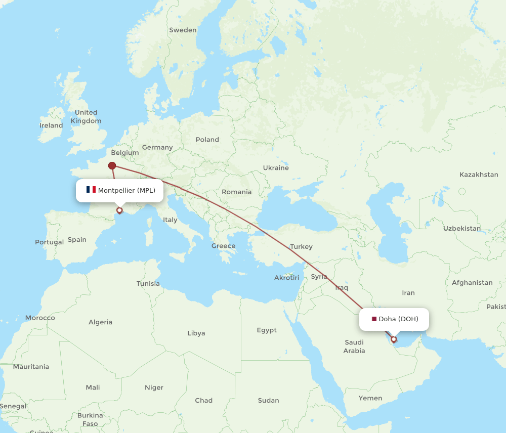 DOH-MPL flight routes
