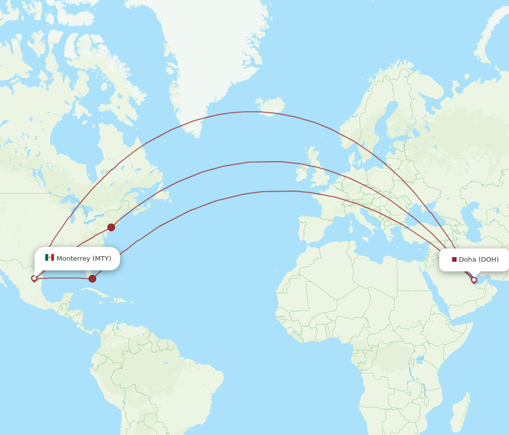 DOH-MTY flight routes
