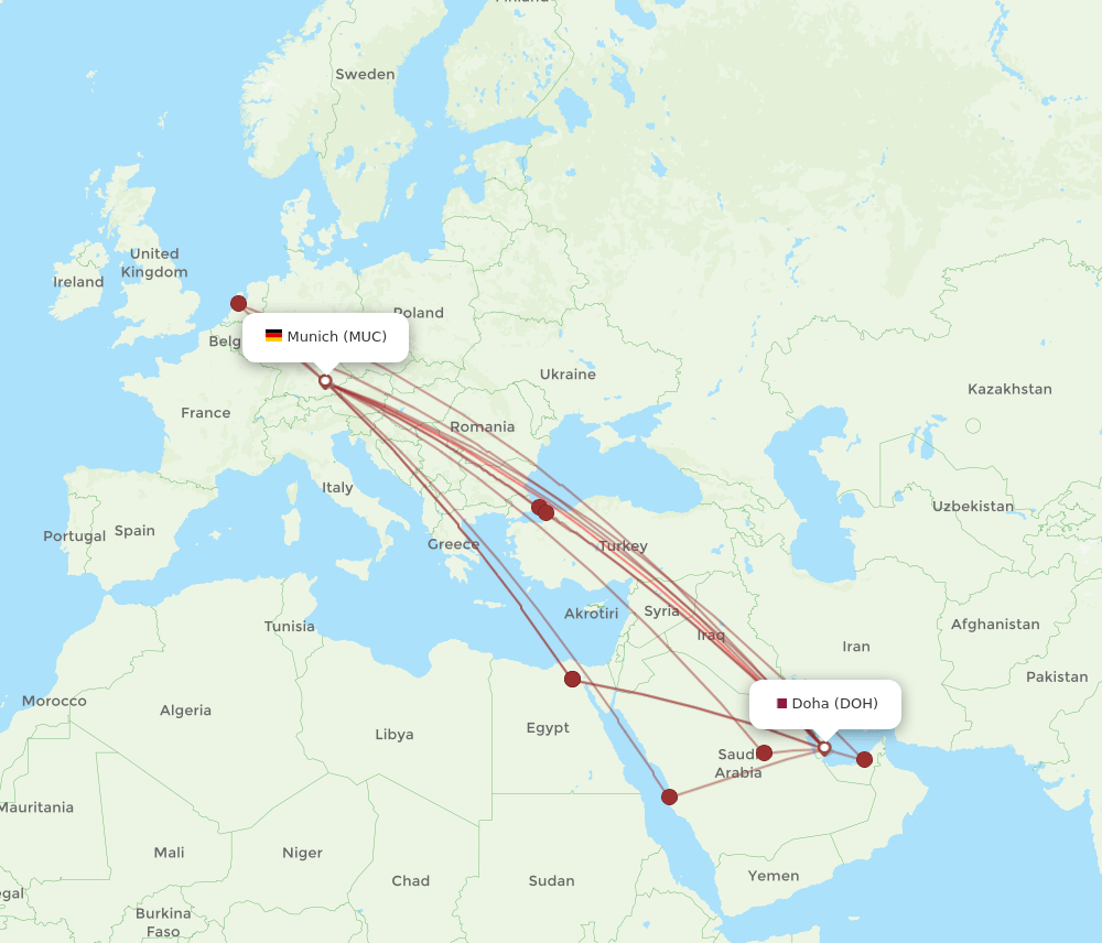 DOH-MUC flight routes