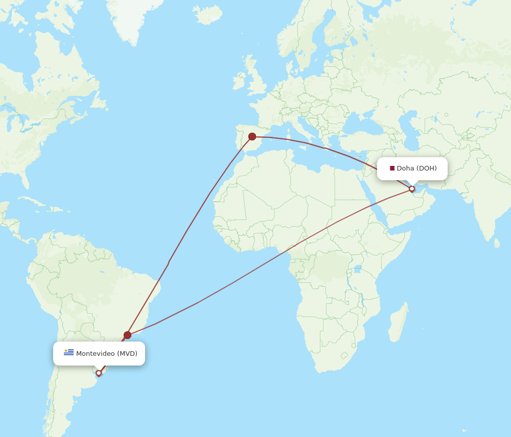 DOH-MVD flight routes