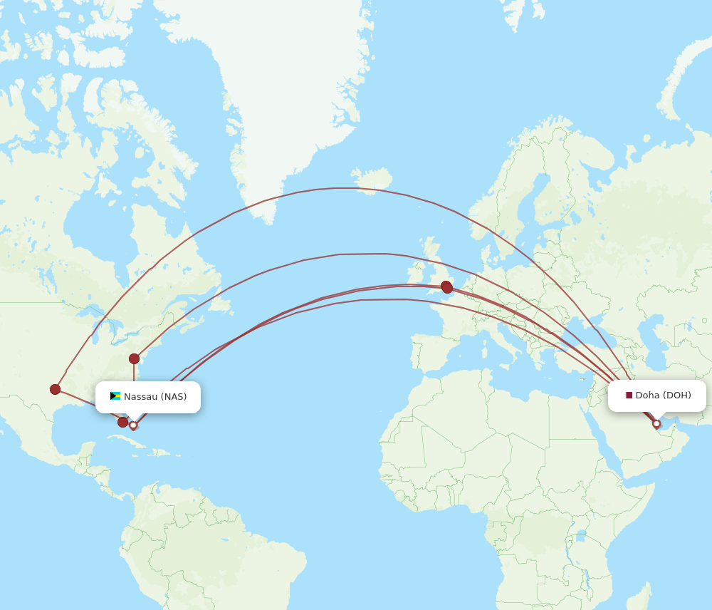DOH-NAS flight routes