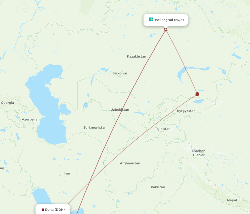 DOH-NQZ flight routes
