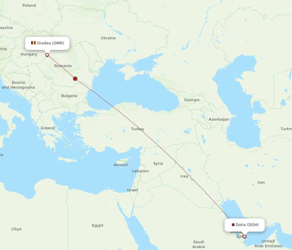 DOH to OMR flights and routes map