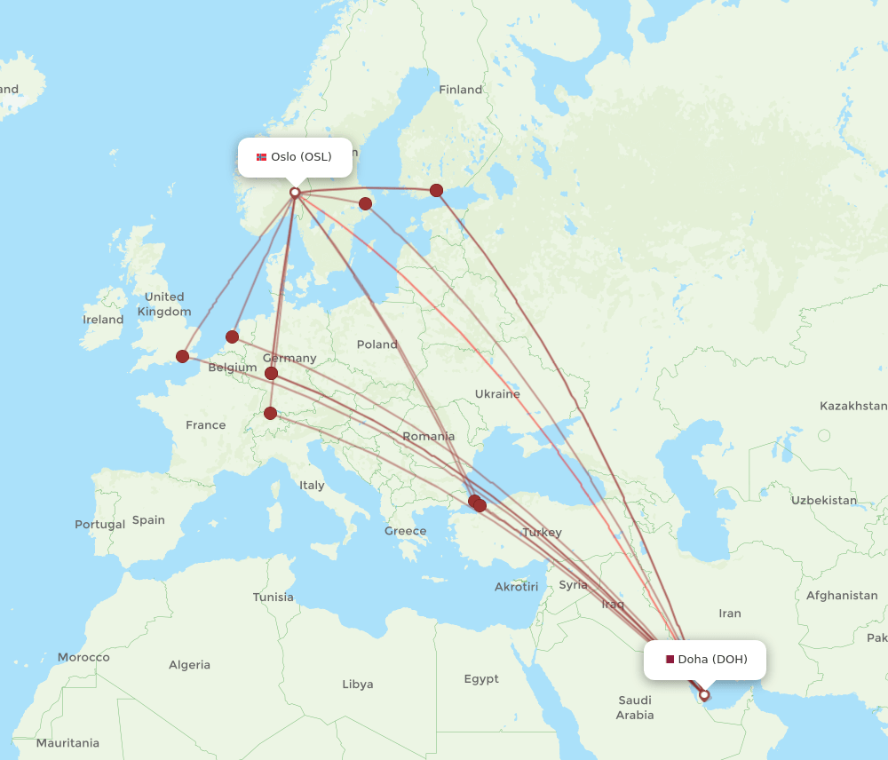 DOH-OSL flight routes