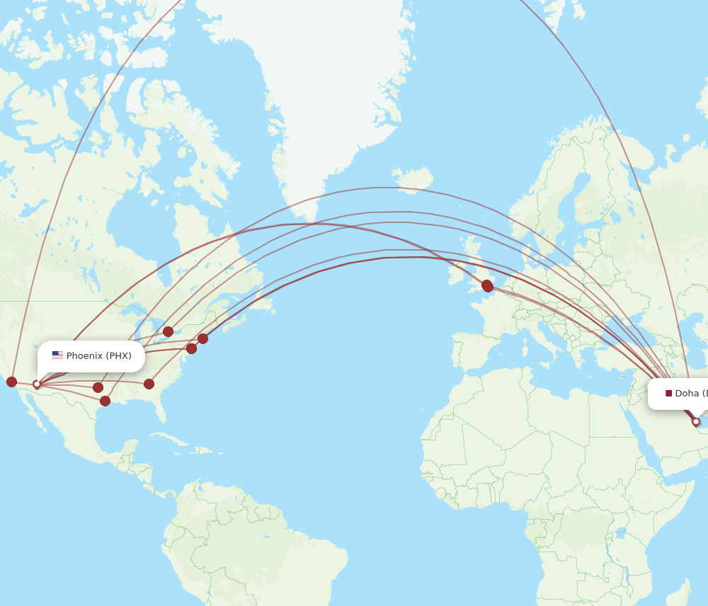 DOH-PHX flight routes