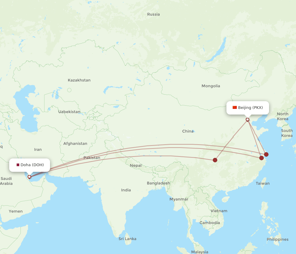 DOH-PKX flight routes