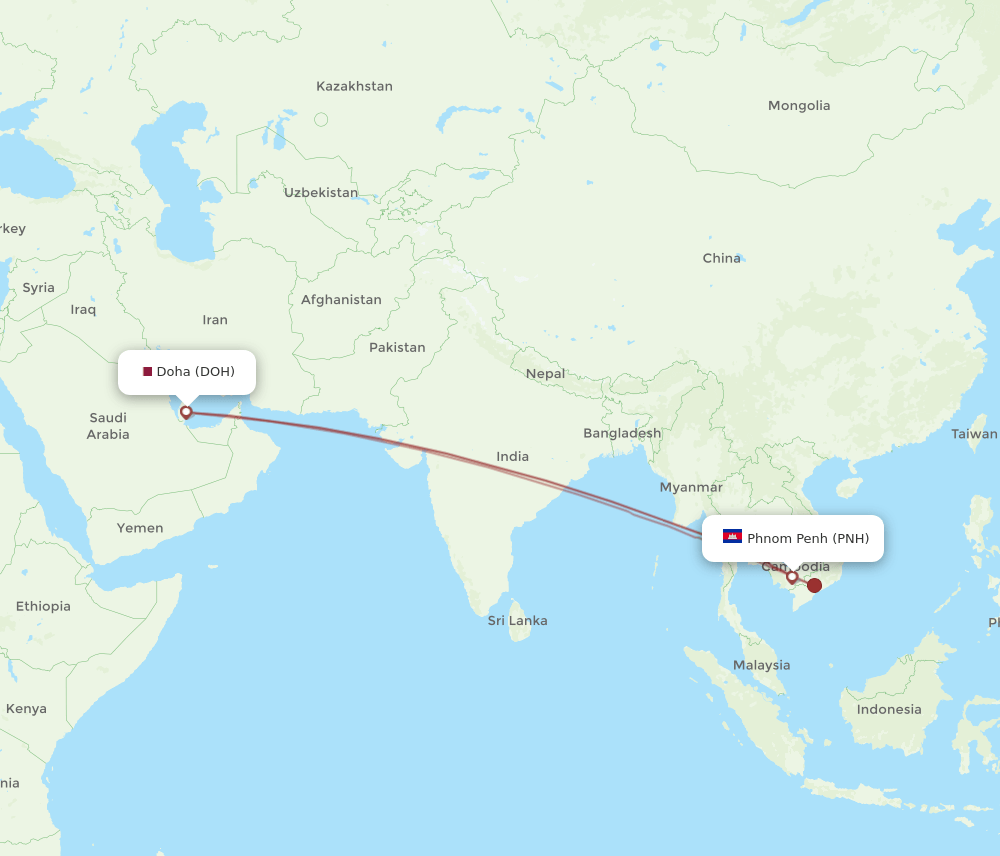 DOH-PNH flight routes