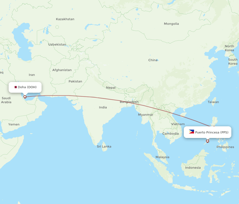 DOH-PPS flight routes