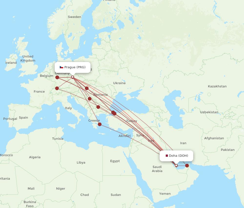 DOH-PRG flight routes