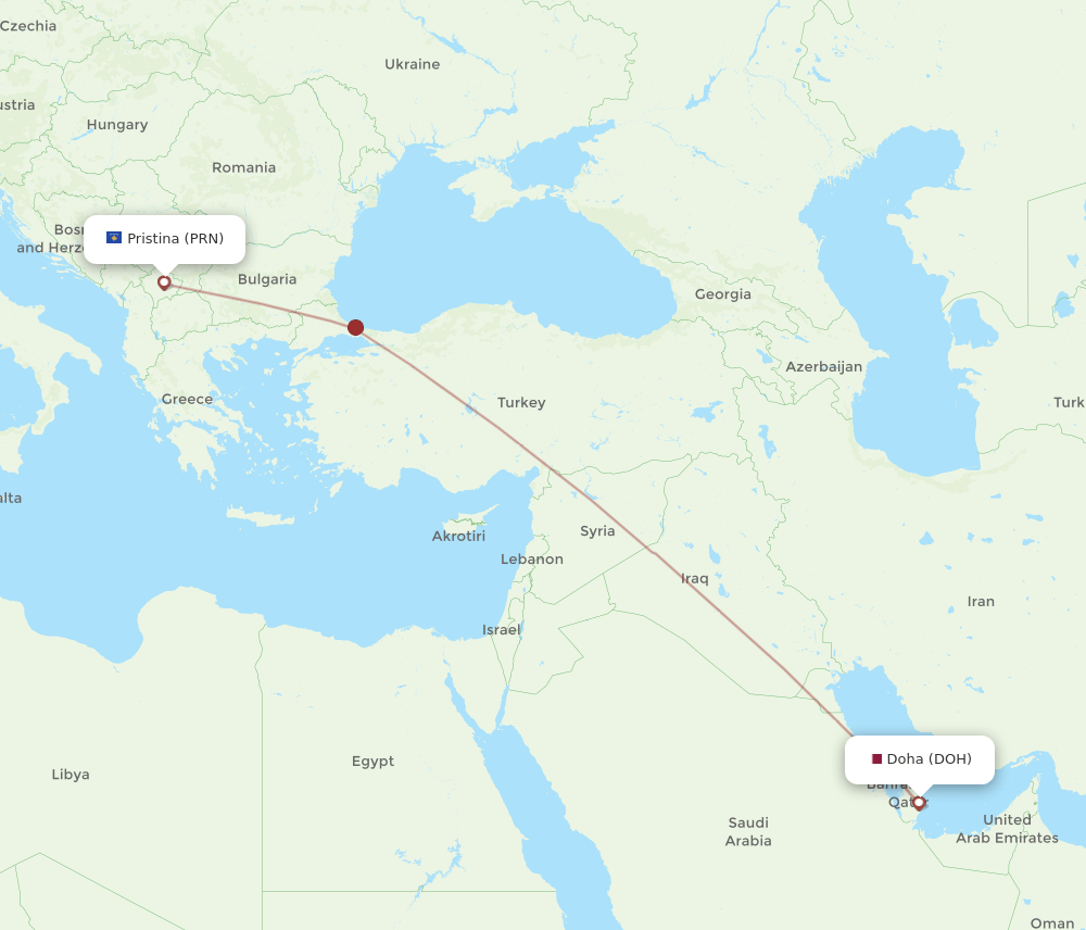 DOH-PRN flight routes