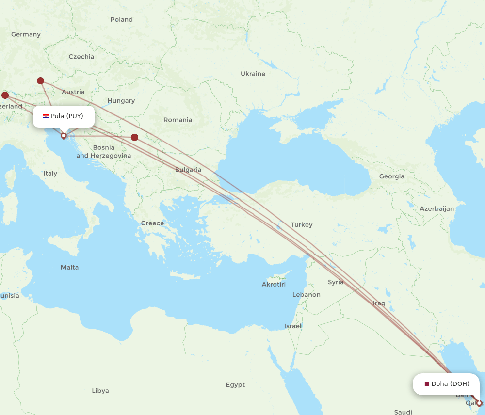 DOH-PUY flight routes