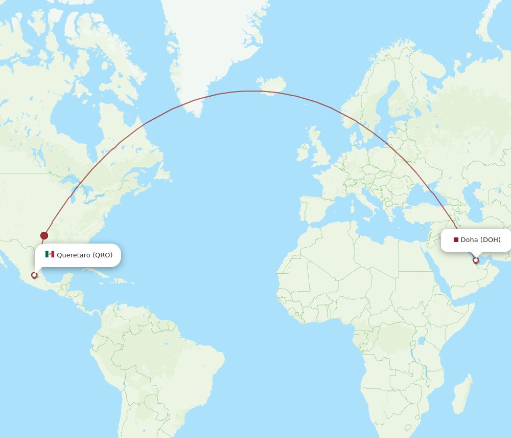 DOH-QRO flight routes