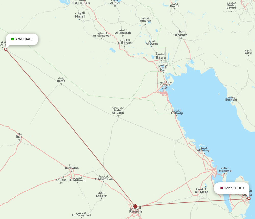 DOH-RAE flight routes