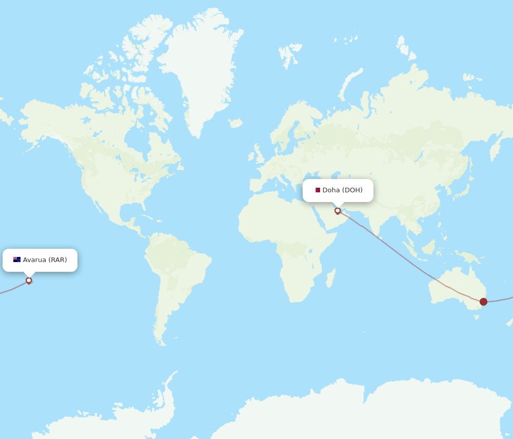 DOH-RAR flight routes