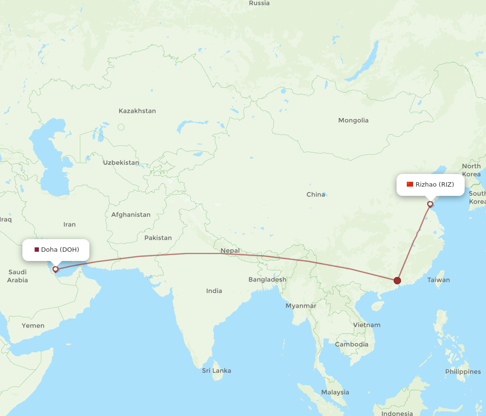 DOH-RIZ flight routes