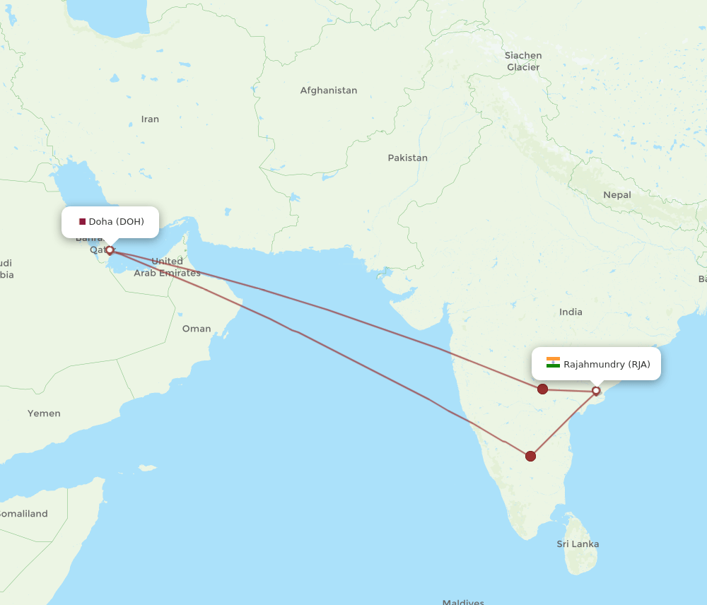 DOH-RJA flight routes