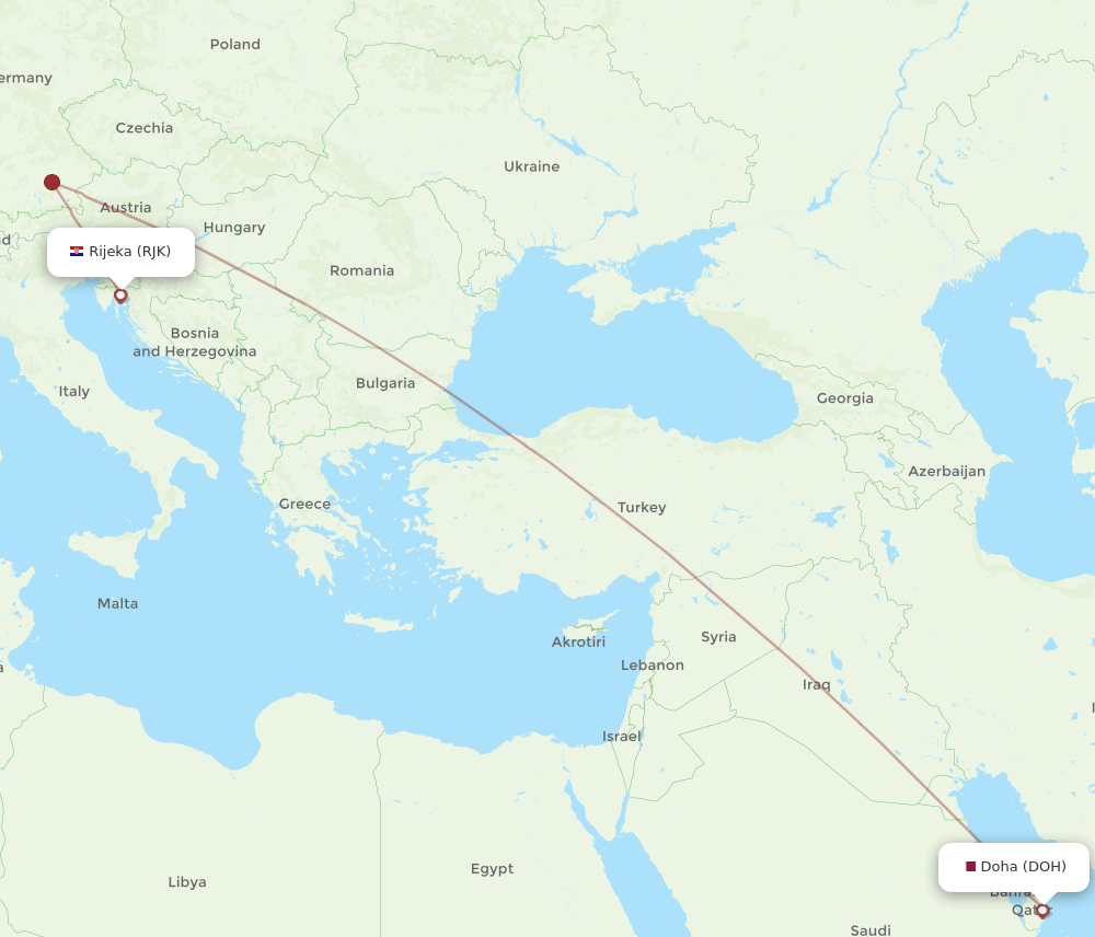 DOH-RJK flight routes