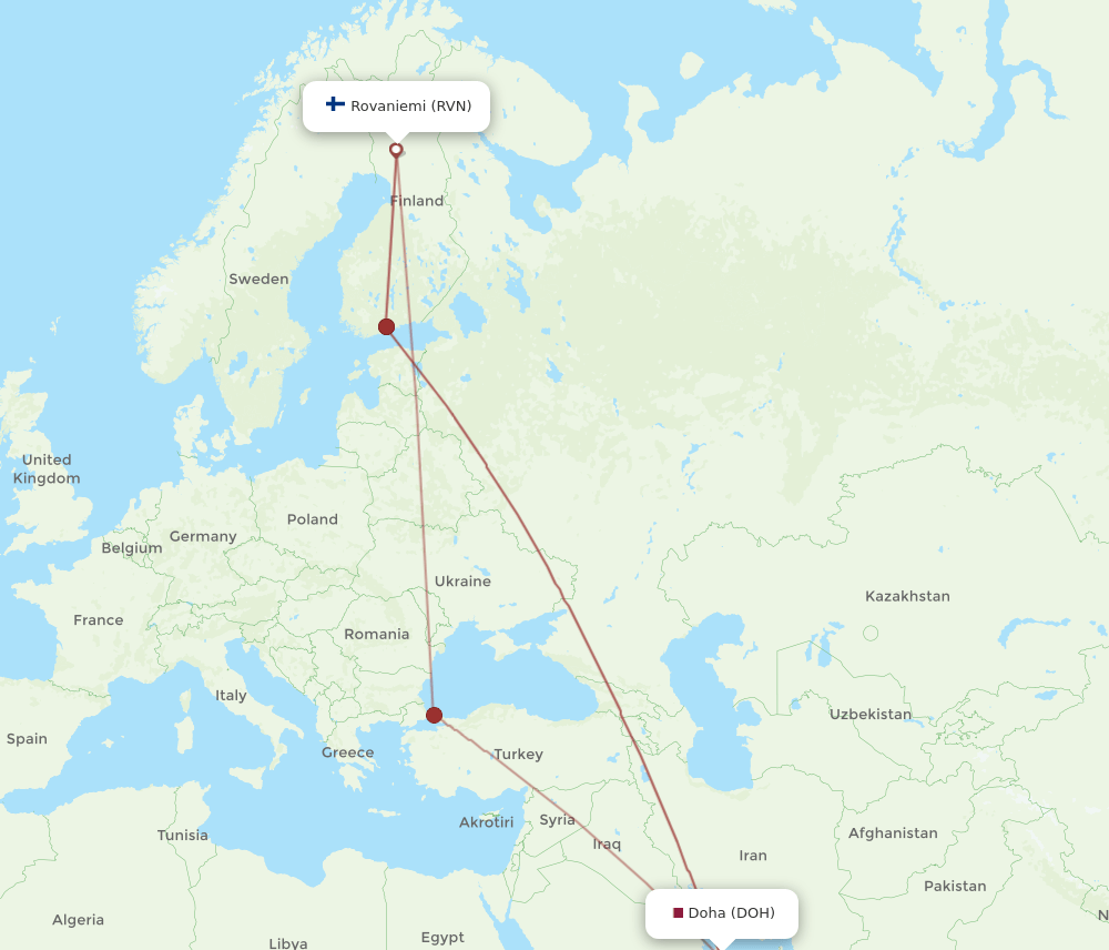DOH-RVN flight routes