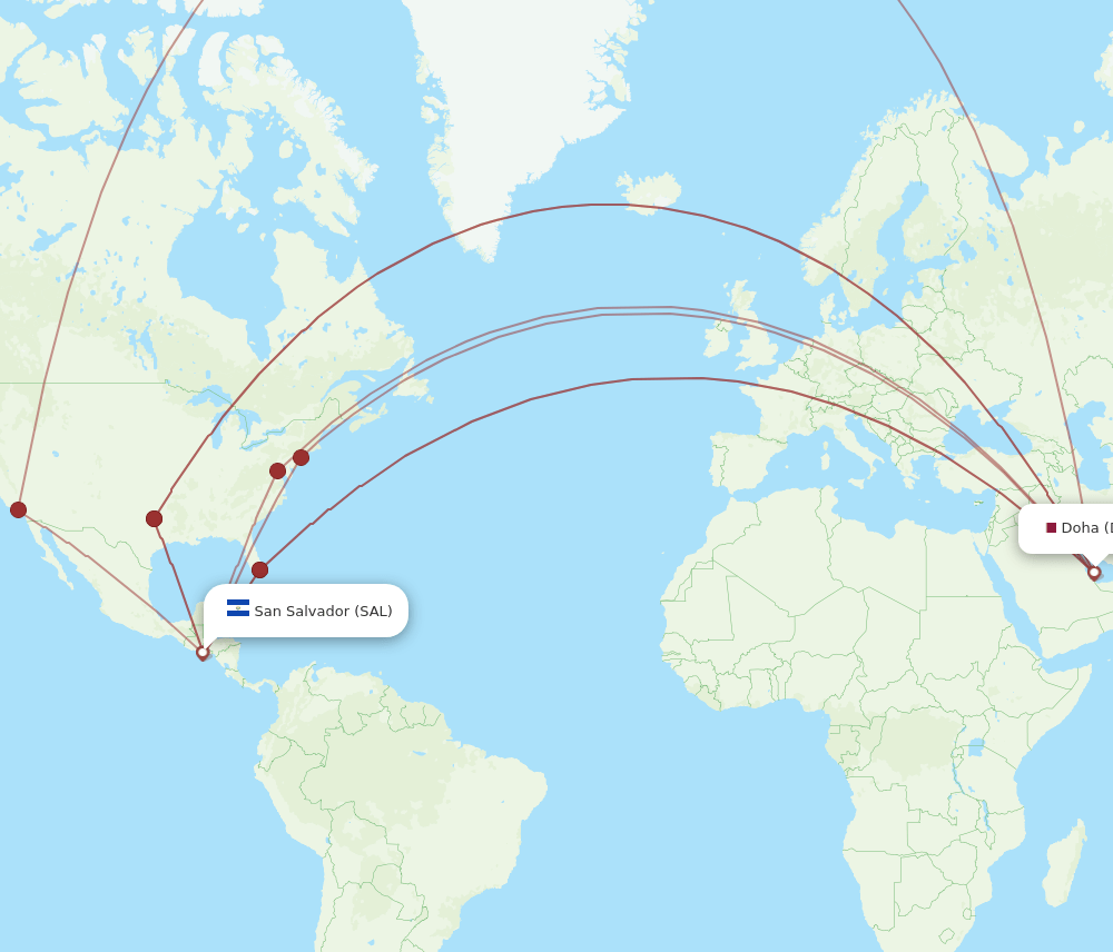 DOH to SAL flights and routes map