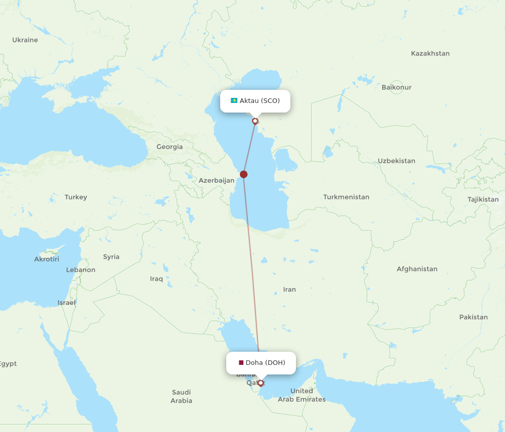 DOH-SCO flight routes