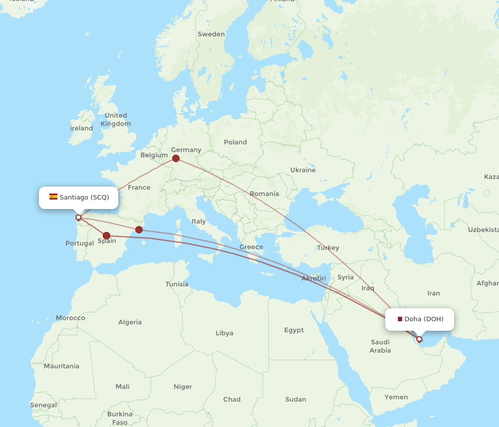 DOH-SCQ flight routes