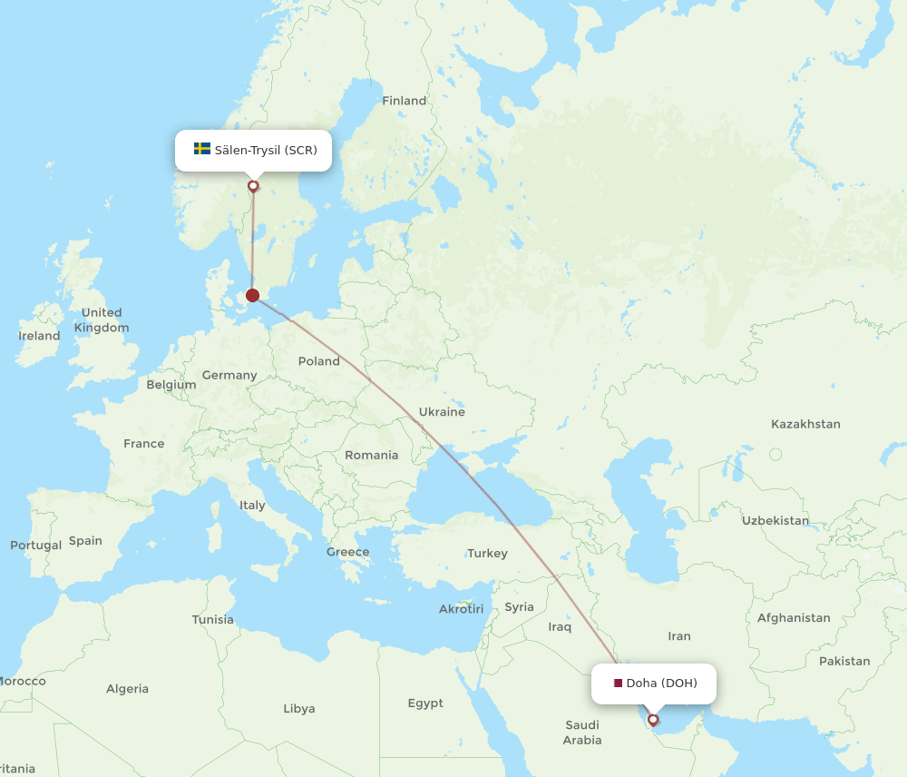 DOH-SCR flight routes