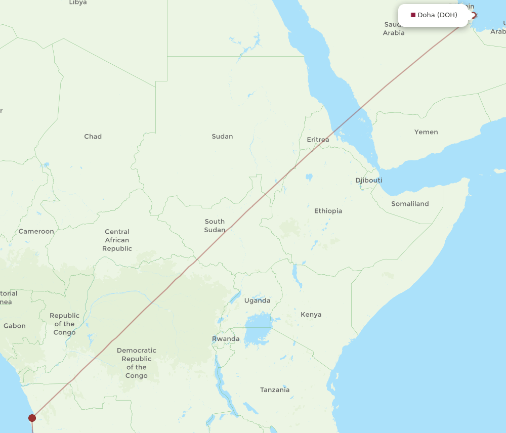 DOH-SDD flight routes