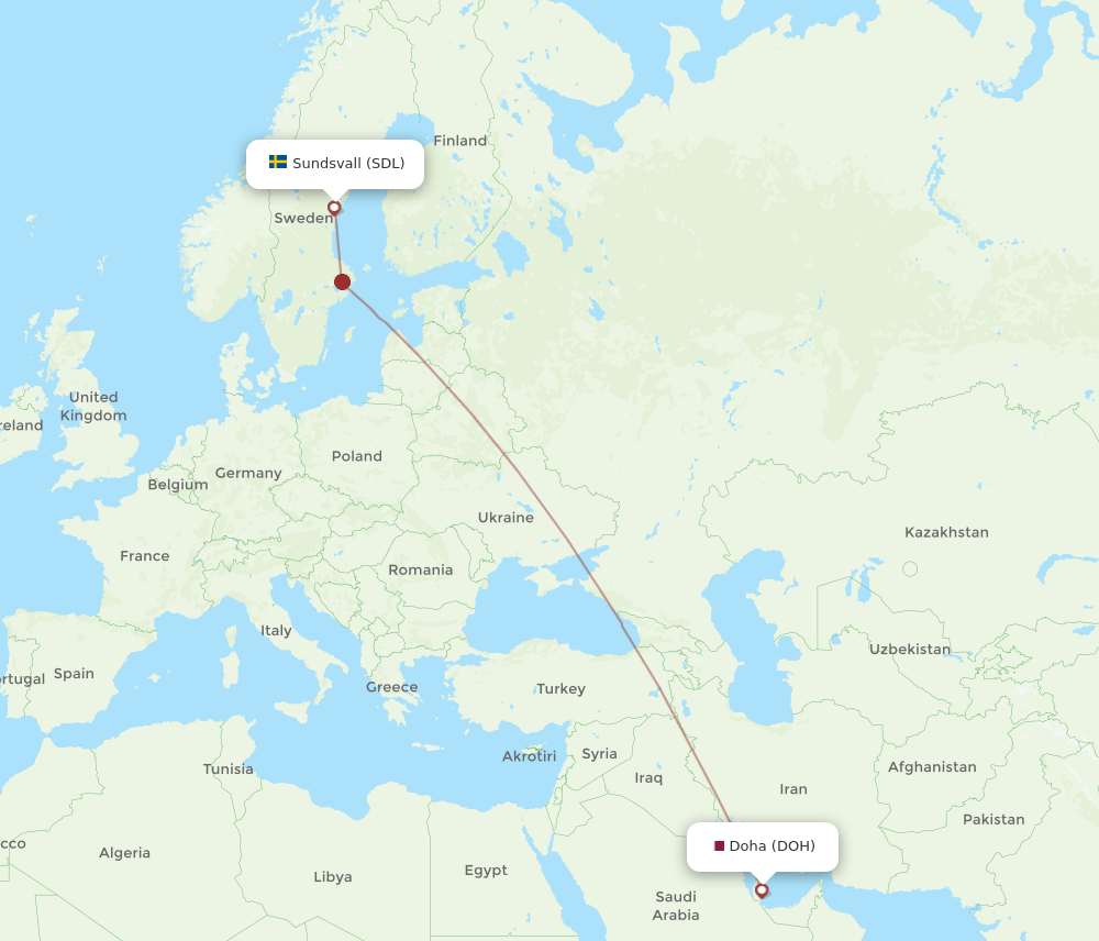 DOH-SDL flight routes