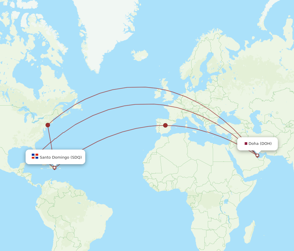 DOH-SDQ flight routes
