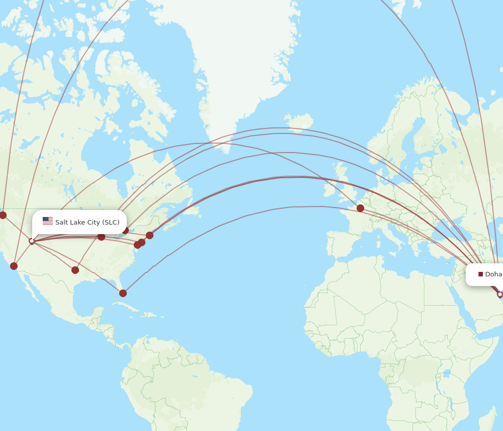 DOH to SLC flights and routes map