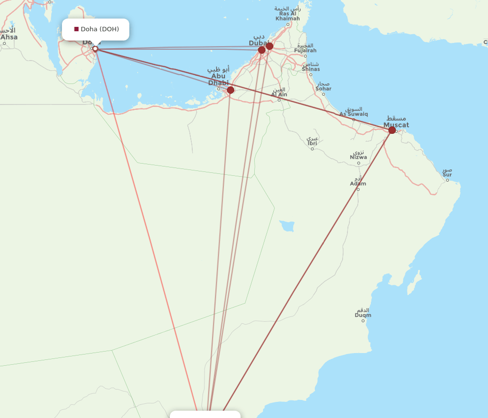 DOH to SLL flights and routes map