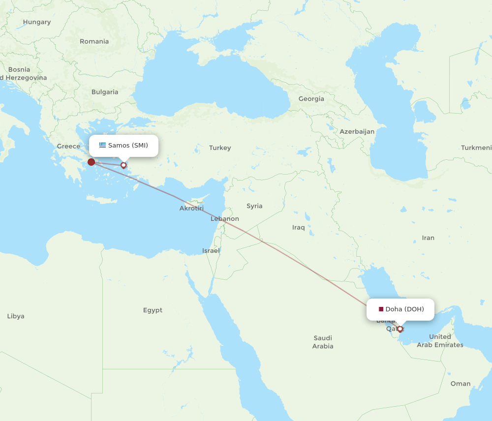 DOH-SMI flight routes