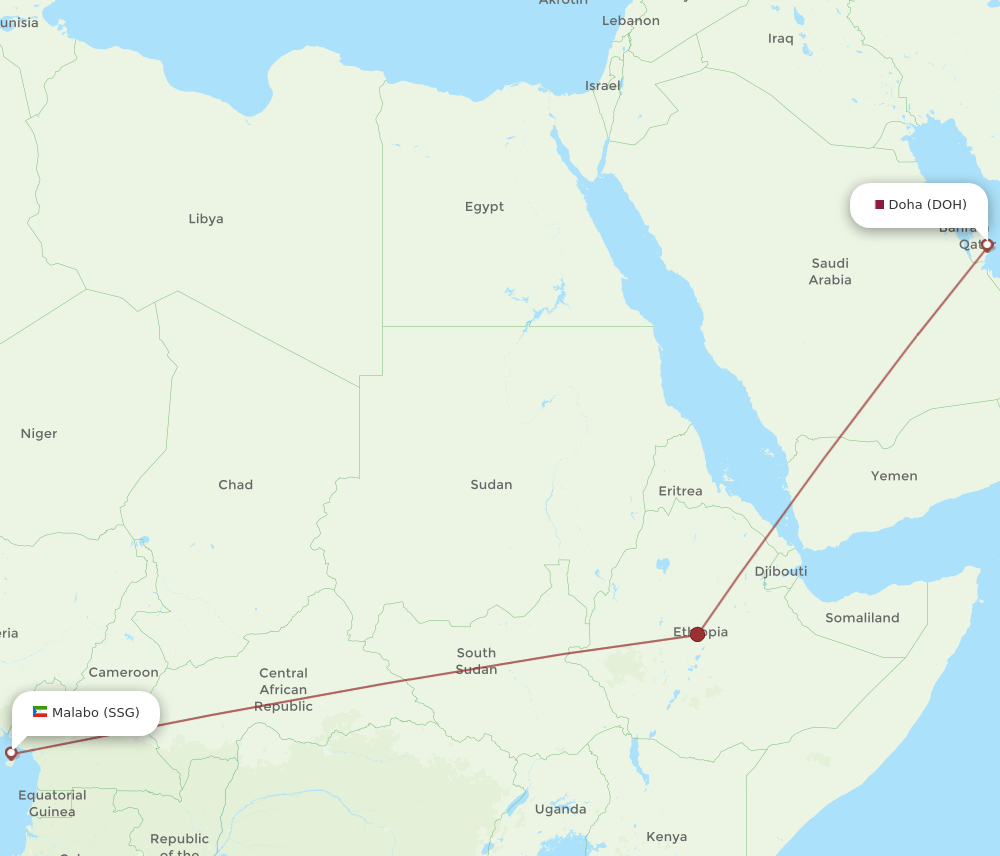 DOH to SSG flights and routes map