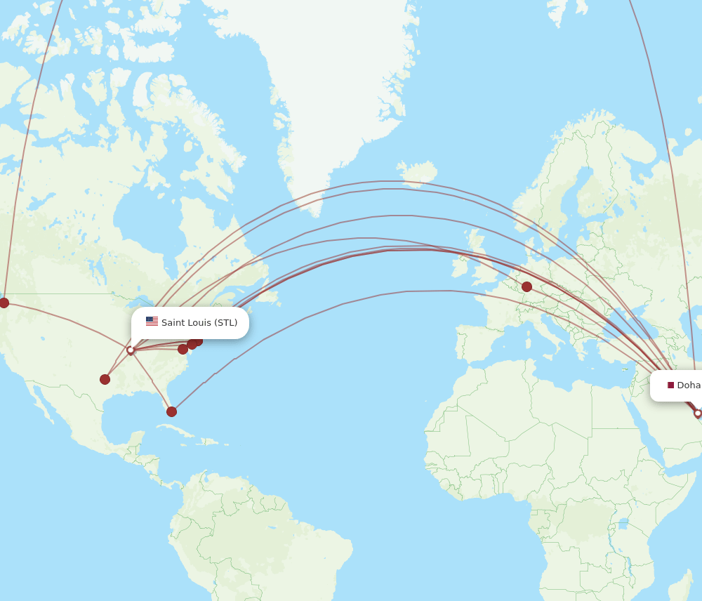 DOH-STL flight routes