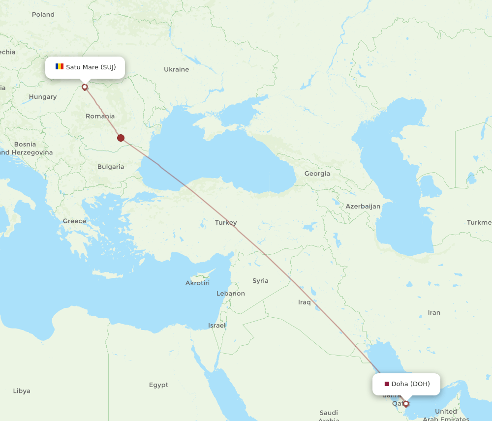 DOH to SUJ flights and routes map
