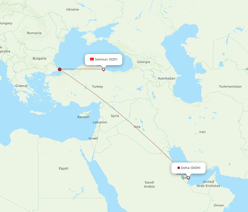 DOH-SZF flight routes