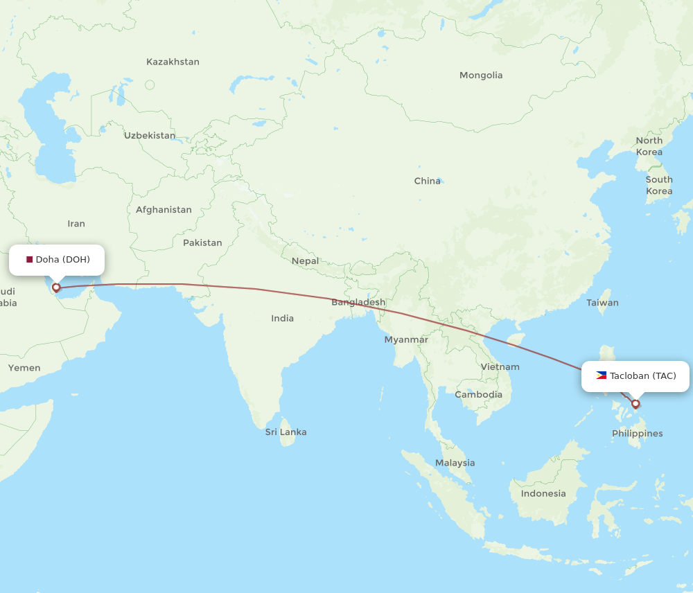 DOH-TAC flight routes