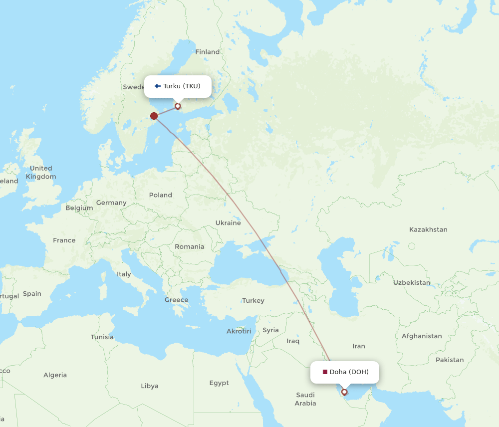 DOH-TKU flight routes
