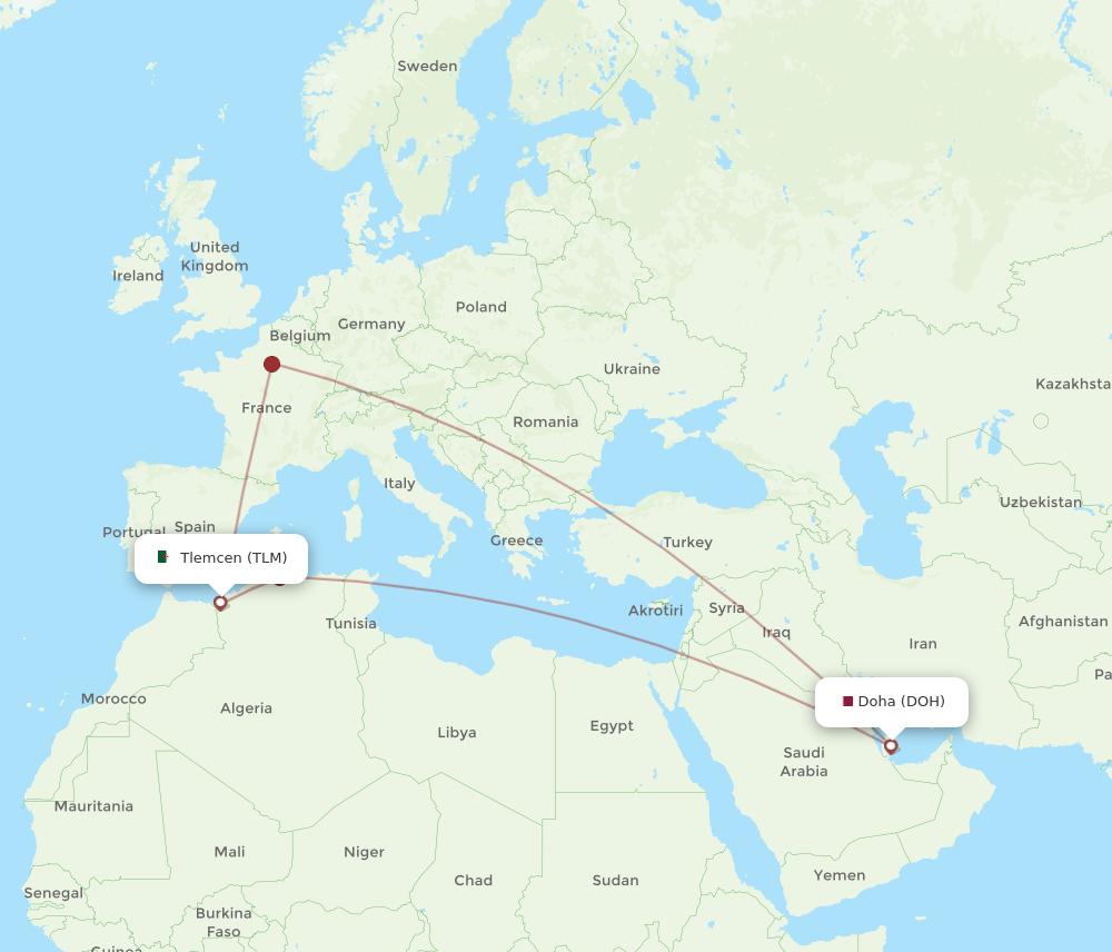 DOH-TLM flight routes