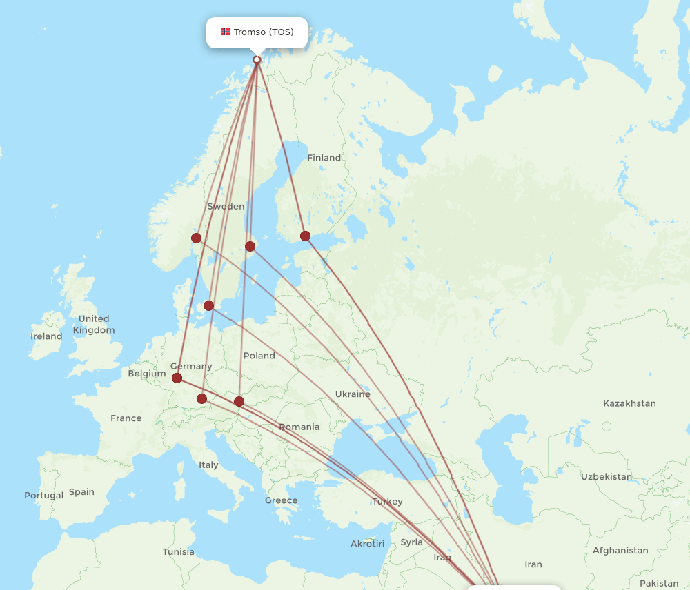 DOH-TOS flight routes