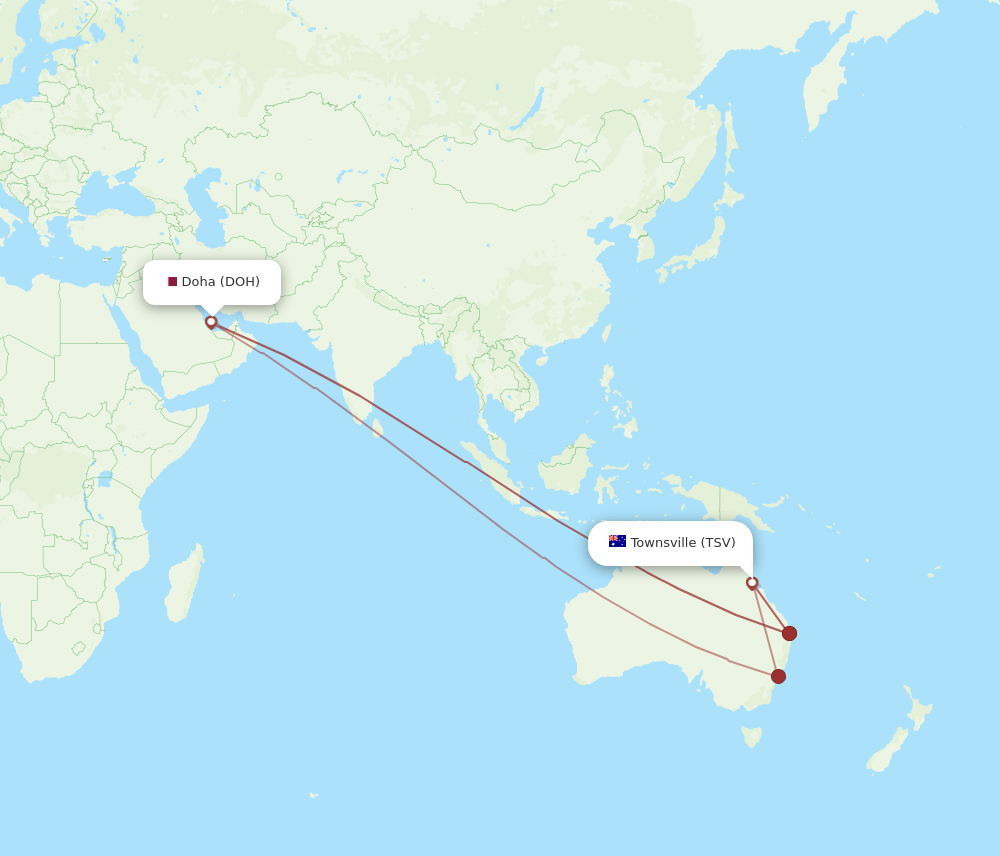 DOH-TSV flight routes