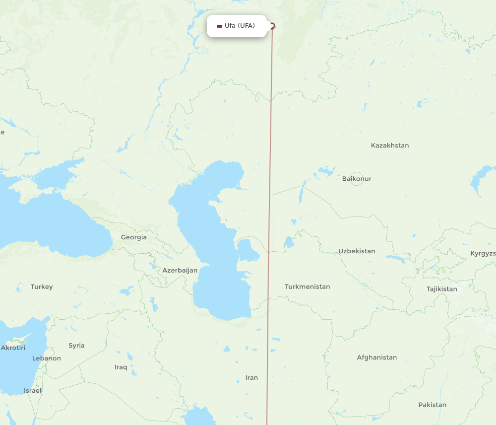 Ufa - Doha route map and flight paths
